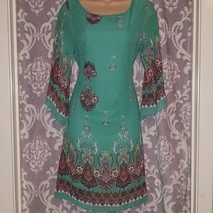 Bohemian Print Midi Dress Medium by R. Rouge